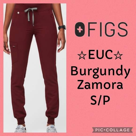 Figs Pants - FIGS Burgundy Zamora S/P